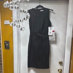 Calvin Klein Black Studded Midi Dress